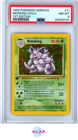 NIDOKING-HOLO 1ST EDITION POKEMON GERMAN 1999 11 PSA 8 - Image 1
