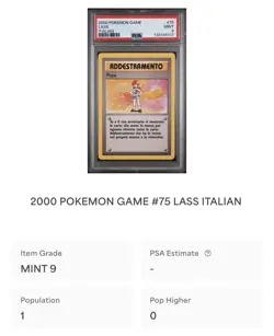 POKEMON PSA 9 ADDESTRAMENTO PUPA 75/102 SET BASE 1st EDIZIONE ITALIANO POP 1!🌏 - Image 4