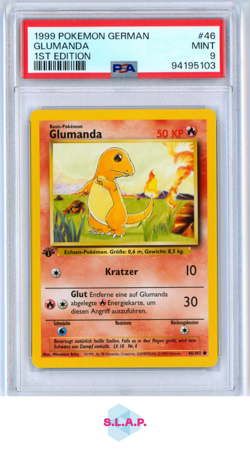 GLUMANDA 1ST EDITION POKEMON GERMAN 1999 46 PSA 9 - Image 1