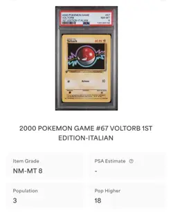 POKEMON PSA 8 VOLTORB 67/102 SET BASE 1st PRIMA EDIZIONE ITALIANO 2000! - Image 4