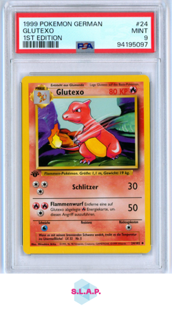 GLUTEXO 1ST EDITION POKEMON GERMAN 1999 24 PSA 9 - Image 1