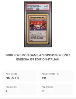 POKEMON PSA 8 SUPER-RIMOZIONE DI ENERGIA 79/102 SET BASE 1st EDIZIONE ITALIANO - Image 4