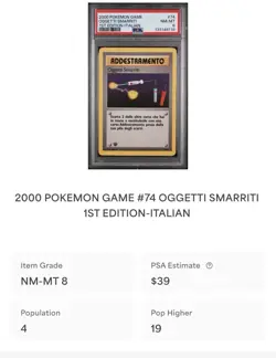POKEMON PSA 8 OGGETTI SMARRITI 74/102 SET BASE 1st PRIMA EDIZIONE ITALIANO 2000 - Image 4