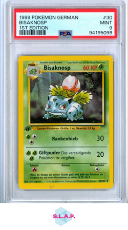 BISAKNOSP 1ST EDITION POKEMON GERMAN 1999 30 PSA 9 - Image 1
