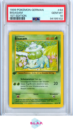 BISASAM 1ST EDITION POKEMON GERMAN 1999 44 PSA 10 - Image 1