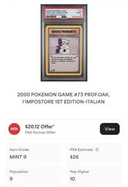 POKEMON PSA 9 PROFESSOR OAK, L’IMPOSTORE 73/102 SET BASE 1st EDIZIONE ITALIANO - Image 4