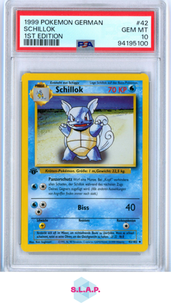 SCHILLOK 1ST EDITION POKEMON GERMAN 1999 42 PSA 10 - Image 1