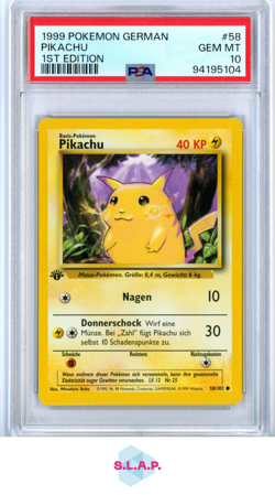 PIKACHU 1ST EDITION POKEMON GERMAN 1999 58 PSA 10 - Image 1