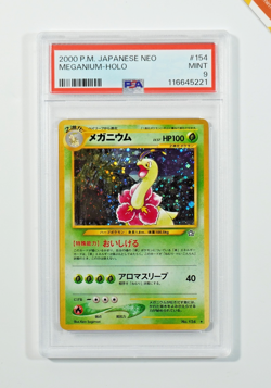 Pokemon PSA 9 Meganium #154 Holo Neo Genesis 2000 Japanese - Image 1