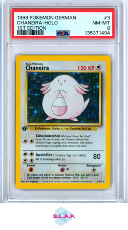 CHANEIRA-HOLO 1ST EDITION POKEMON GERMAN 1999 3 PSA 8 - Image 1