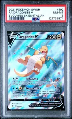 Pokemon PSA 8 Dragonite V #192 Alternative Art Evoluzioni Eteree 2021 Italiano - Image 2