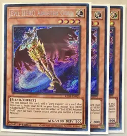 Yugioh! 3x Evil HERO Adusted Gold RA04-EN029 Secret Rare 1st Ed NM - Image 1