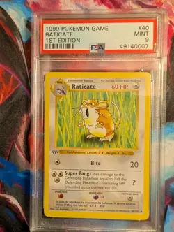 1999 Pokemon - 1st Edition Shadowless Raticate Base Set 40/102 PSA 9 Mint! - Image 1