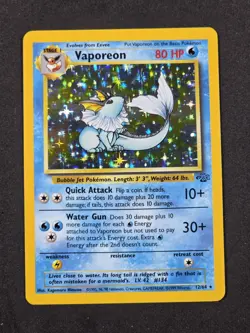 Pokemon TCG Vaporeon Jungle Series Holo Rare 12/64 NM - Image 1