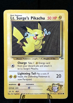 Pokemon Lt. Surge's Pikachu 81/132 Gym Heroes Regular Electric MP TCG - Image 1