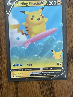 Surfing Pikachu V - #008/025 - Pokemon TCG: Celebrations Full Art Card - Image 1