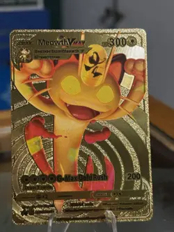 Meowth VMAX Gold Foil Mint Rare Pokemon TCG Collector Fan Art Card - Image 1