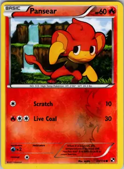 Pansear 21/114 Black and White Pokemon TCG LP-NM - Image 1