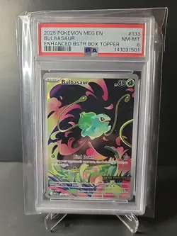 Bulbasaur 133/132 Mega Evolution Illustration Rare Stamped Pokemon TCG PSA 8 - Image 1