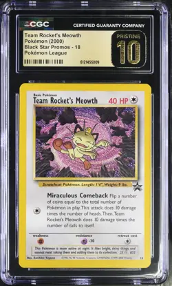 Team Rocket's Meowth 18/53 Wotc Promo Regular CGC PRISTINE 10 POKEMON VINTAGE - Image 1