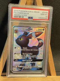 2019 POKEMON SUN & MOON HIDDEN FATES #SV69 FULL ART/UMBREON GX PSA 10 New Cert - Image 1