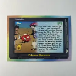 Pokemon Topps TV Series Ep. 16 - Pokemon Shipwreck - Silver Holo Foil Blue Logo - Image 2