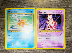 POKEMON X2 MEWTWO 51/108 RARE NON HOLO + MAGIKARP 33/108 NON HOLO LP EVOLUTIONS - Image 1