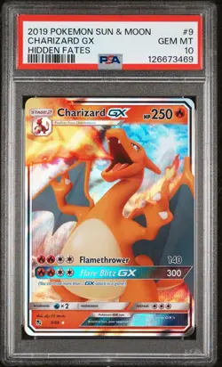 PSA 10 - 2019 Pokemon Sun & Moon Hidden Fates #9 Charizard Gx GEM MINT - Image 1