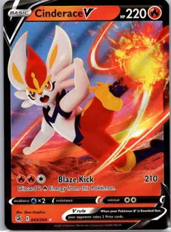 Pokemon TCG Cinderace V 43/264 Fusion Strike Holo NM - Image 1