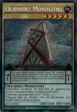 Qliphort Monolith 1st Ed Secret Rare SECE-EN020 Yu-Gi-Oh! - Image 1