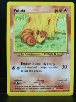 Pokemon TCG Vulpix Neo Destiny Card 91/105 Unlimited Damaged Masako Yamashita - Image 1