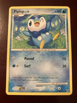 Piplup 121/147 Supreme Victors Regular Non Holo 2009 Pokemon TCG Card NM - Image 1