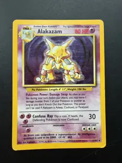 Pokemon Alakazam TCG Base Set Holo Rare Card 1/102 1999 - Image 1