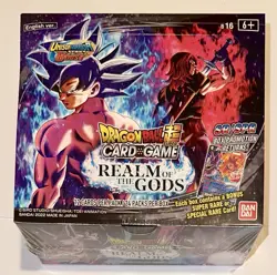 DRAGONBALL SUPER BOOSTER BOX SEALED CARD GAME REALM OF THE GODS CON 24 PACK - Image 1