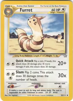 Furret 35/111 Uncommon Neo Genesis Pokemon MP - Image 1