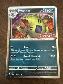 Pokemon Tyranitar Paldea Evolved Stamp 135/193 Cosmos Holo - Image 1