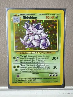 Pokemon TCG Nidoking Holo Rare Card Base Set 11/102, 1999 - Image 1