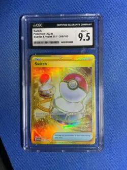 Pokemon Switch Full Art Gold #206 Scarlet & Violet 151 2023 - CGC 9.5 Mint+ - Image 1