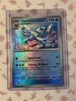 Pokemon TCG Prismatic Evolutions Vaporeon Master Ball Holo 022/131 - Image 1