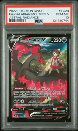 2022 POKEMON SWORD & SHIELD ASTRAL RADIANCE FULL ART/GALARIAN MOLTRES V PSA 10 - Image 1
