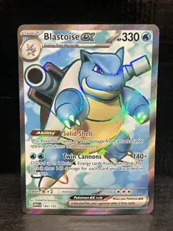 2023 Pokemon Scarlet & Violet 151 Blastoise ex Ultra Rare 184/165 TCG Raw Card. - Image 1