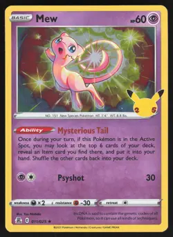 Mew Holo Rare Holo 011/025 NM Celebrations Pokemon Card - Image 1