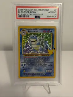 Pokemon TCG Blastoise Holo Celebrations: Classic Collection #2 PSA 10 Gem Mint - Image 1