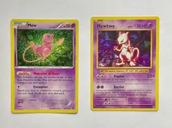 Mew XY and Mewtwo Shattered Holo - Rare Legendary Pokemon Cards - Image 1