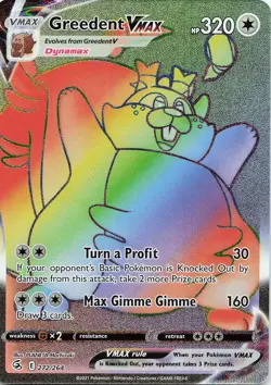 POKEMON Greedent VMAX (Secret) #272/264 Holo SWSH08: Fusion Strike NM - Image 1