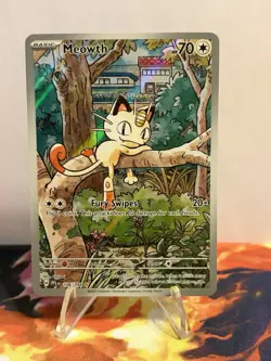 Meowth 106/094 Full Art Illustration Rare Mega Evolution Phantasmal Flames NM - Image 1