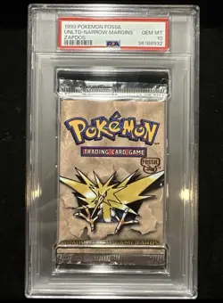RARE! VINTAGE 1999 POKEMON TCG FOSSIL ZAPDOS ART SEALED BOOSTER PACK PSA 10. - Image 1