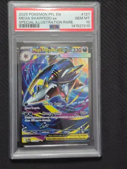 2025 Pokemon EN Mega Sharpedo ex Special Illustration Rare 127/094 PSA 10 - Image 1