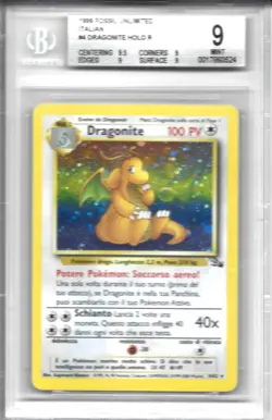 Pokemon Fossil Unlimited Dragonite Holo Italian BGS 9 Mint - Image 1