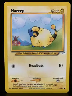 Pokemon TCG Mareep Card Neo Destiny Regular 75/105 Kagemaru Himeno Vintage - Image 1